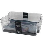 SimpleMade 2 Pack 8.25" x 12.5" Clear Fridge Bin with Blue Grip Liner