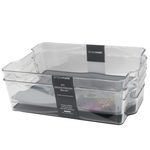 SimpleMade 2 Pack 8.25" x 12.5" Clear Fridge Bin with Grey Grip Liner