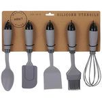 5 Pack Grey Silicone Utensil Set