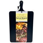 17" x 10" Black Pine Wood Serve Board with Handle