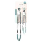 Cook with Color 2 Piece 9" & 12" Heat Resistant Silicone Locking Tongs in Teal