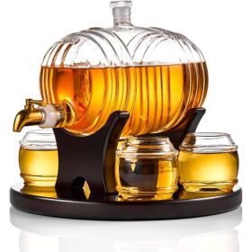 Whiskey Barrel Decanter Set - Liquor Dispenser Birthday Valentine's Day Gifts Ideas for Men Husband - 1350ML Decanter with 4