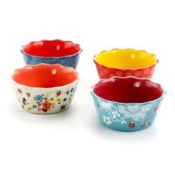 Urban Market Life On The Farm 4 Piece 8 Ounce Stoneware Ramekin Set in Assorted Designs