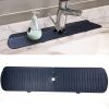 1pc Faucet Sink Splash Guard Mat, Silicone Faucet Water Catcher Mat Cover, Sink Draining Pad Behind Faucet, Gray Black Silicone Drying Mat For Bathroo