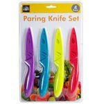 4 Pack Colorful Paring Knife Set with Protective Covers