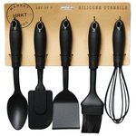 5 Pack Black Silicone Utensil Set