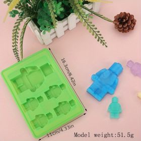 1pc 6 Styles Ice Cube Mold; Building Blocks Modeling Ice Tray Silicone Mold DIY Robot Building Blocks Ice Cube Mold Chocolate Mold Cake Decoration Mod (Items: Style-A)