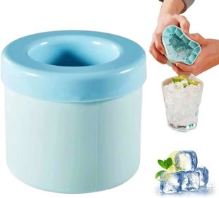 Cylinder Silicone Ice Cube Mold, Mini 3D Ice Cubes Maker (Color: Blue)