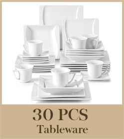 MALACASA Carina 30/60 PCS Porcelain Dinner Set with 12*Cups Saucers Dessert Soup Dinner Plates Dinnerware Service for 12 Person (Color: 30-Piece)