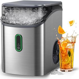 Ice Maker Countertop, with Soft Chewable Ice, One-Click Operation Ice Machine with Self-Cleaning,for Home,Kitchen,Office (Plug Type: us, Color: Stainless Steel)